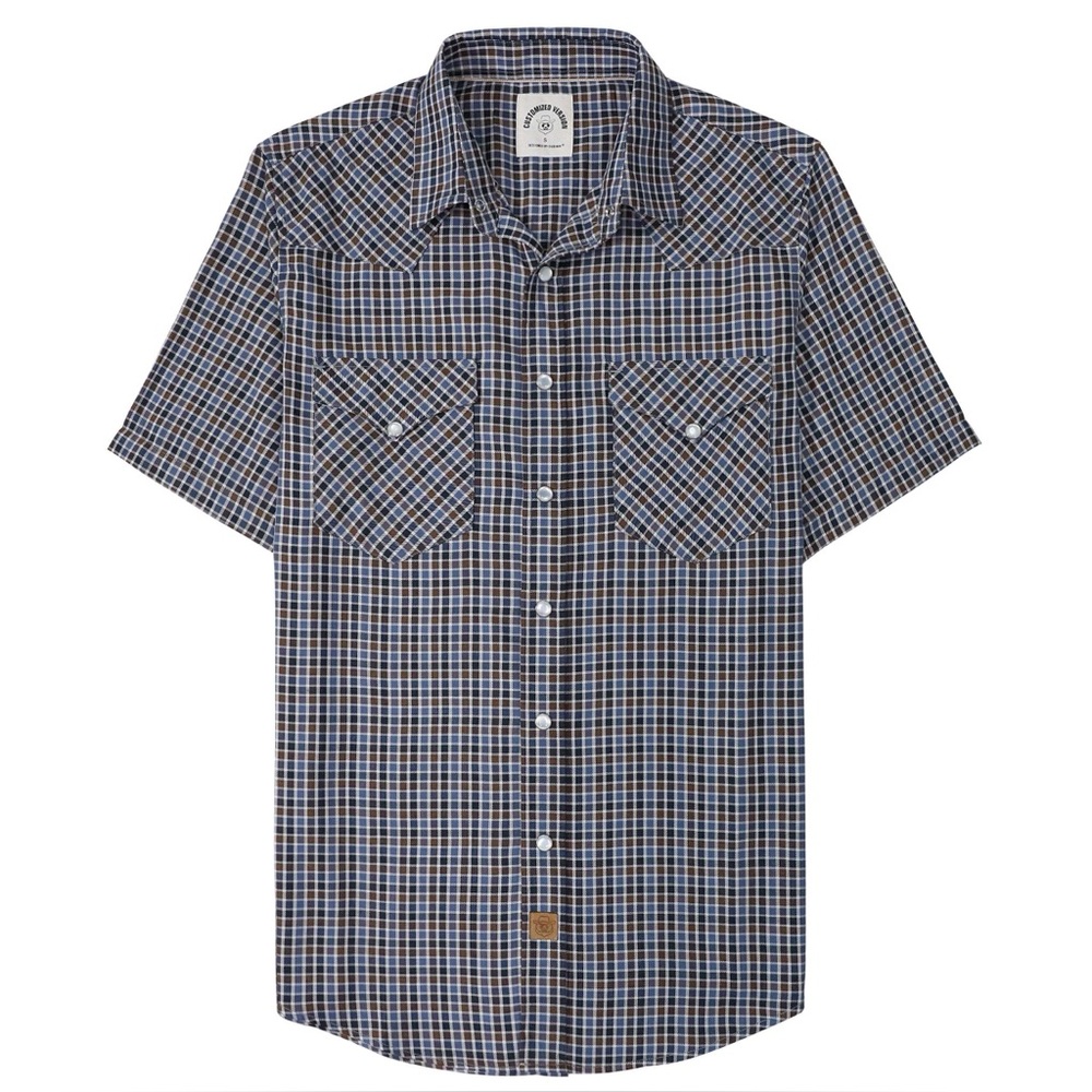 Dubinik Bamboo Fiber Plaid Western Cowboy Pearl Snap Vintage Casual Shirt #2905